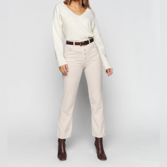 Reformation Pants - Reformation Cynthia Button Fly High Rise Straight Corduroy Pants